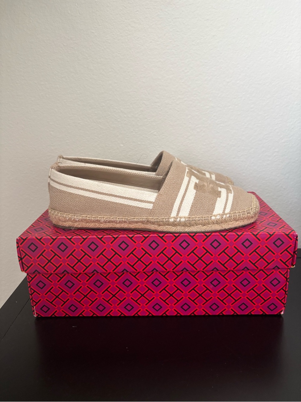Tory Burch Double T Jacquard Espadrille Slip-On Flats